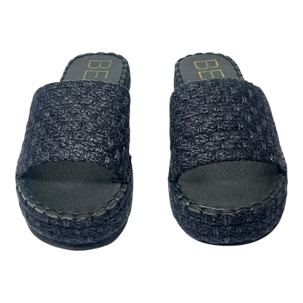 BEACH by Matisse‎ Black Jute Platform Espadrille Slides Women's Size 9